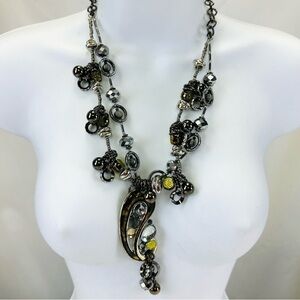 Treska Fifty Shades NEW chunky necklace gunmetal black hematite enamel crystal
